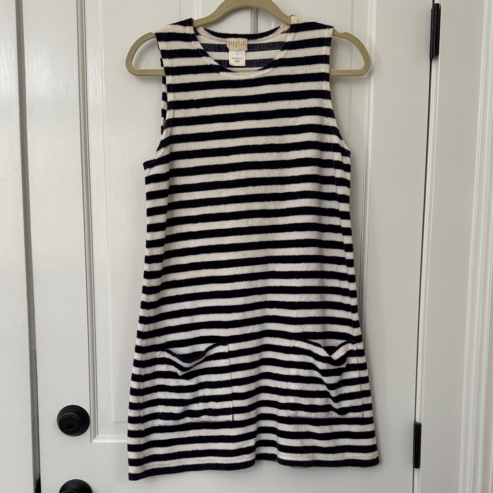 Vintage Claudie Pierlot Terry Cloth Dress / Cover up - Navy & White